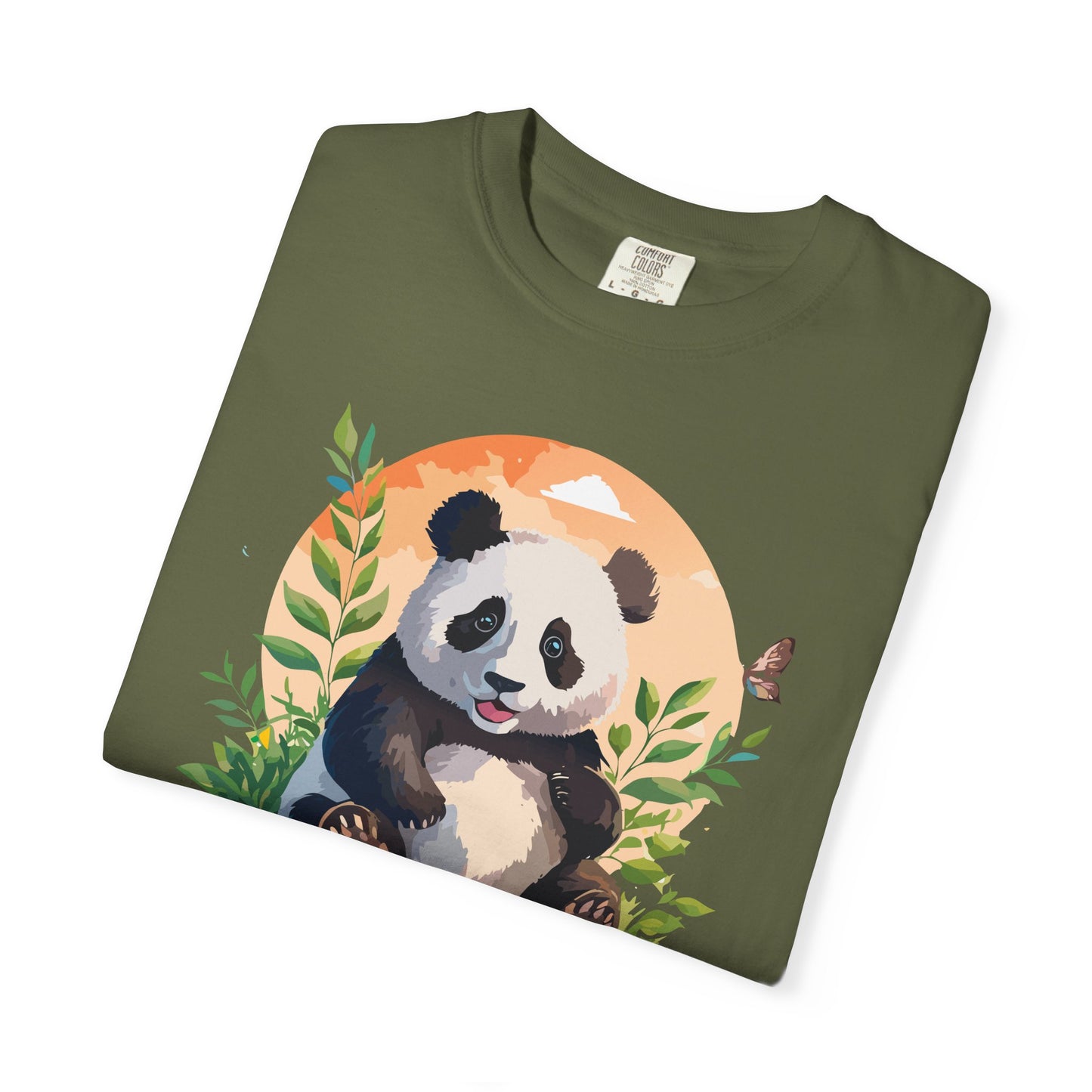 Panda Portrait T-Shirt Unisex Cotton Floral Chinese Graphic Circle Animal Art Tee pp4