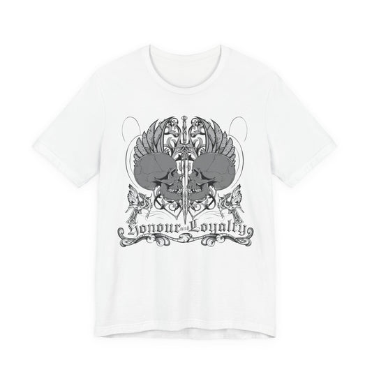 Honor Loyalty crest tee Gothic heraldry skulls wings emblem Art-48