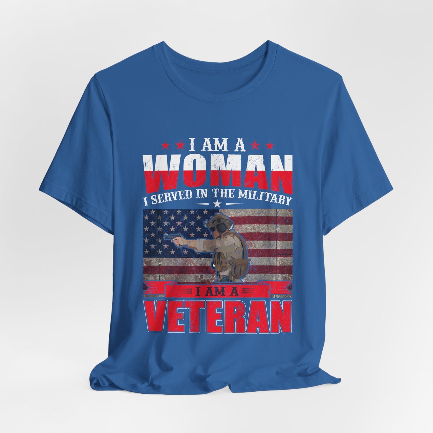 I Am A Woman I Served In The Military Veteran T-Shirt American Flag Unisex Cotton v27