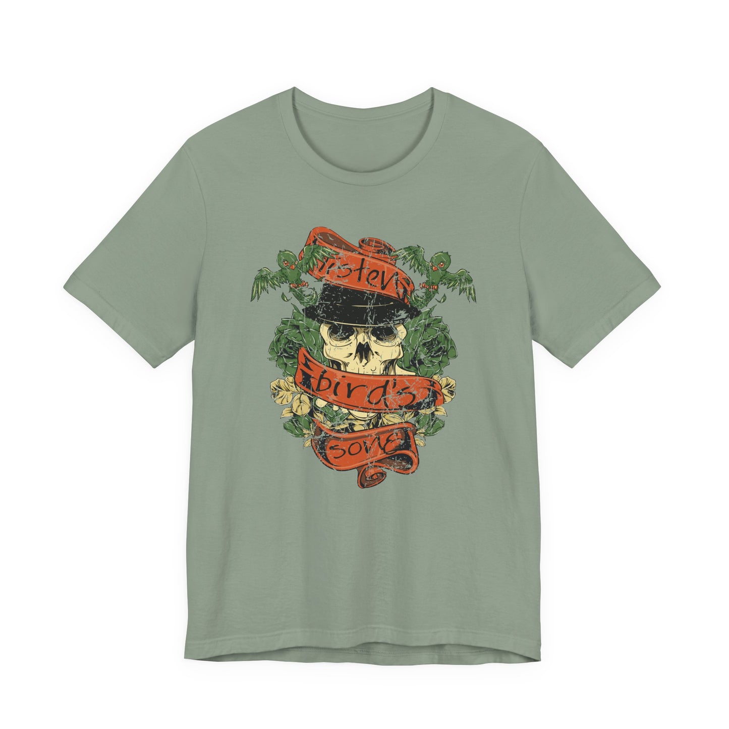 Skull Floral Tattoo Style Graphic Design Unisex Cotton T-Shirt Art-38