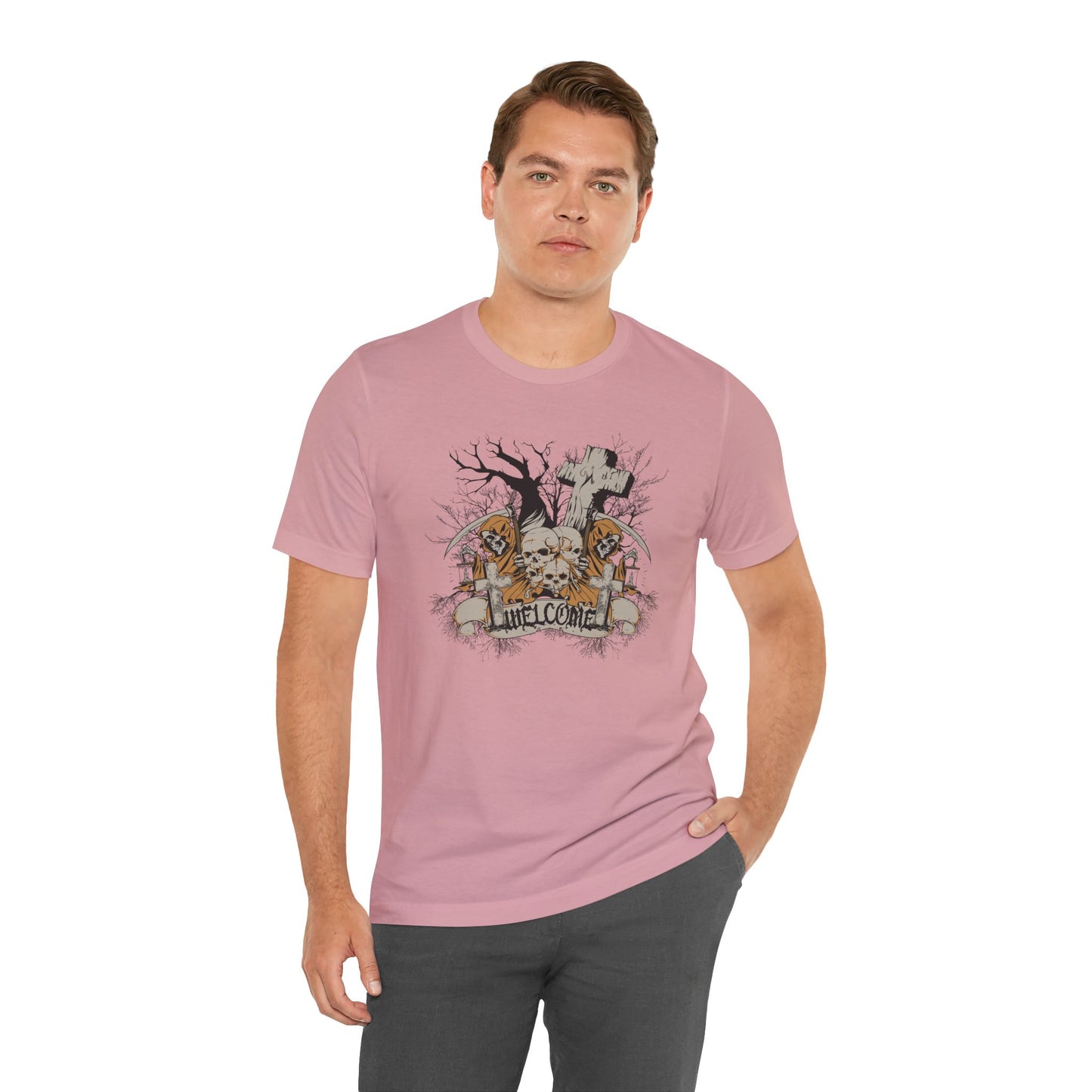 Skull Halloween Graphic Design Unisex Cotton T-Shirt Art-50