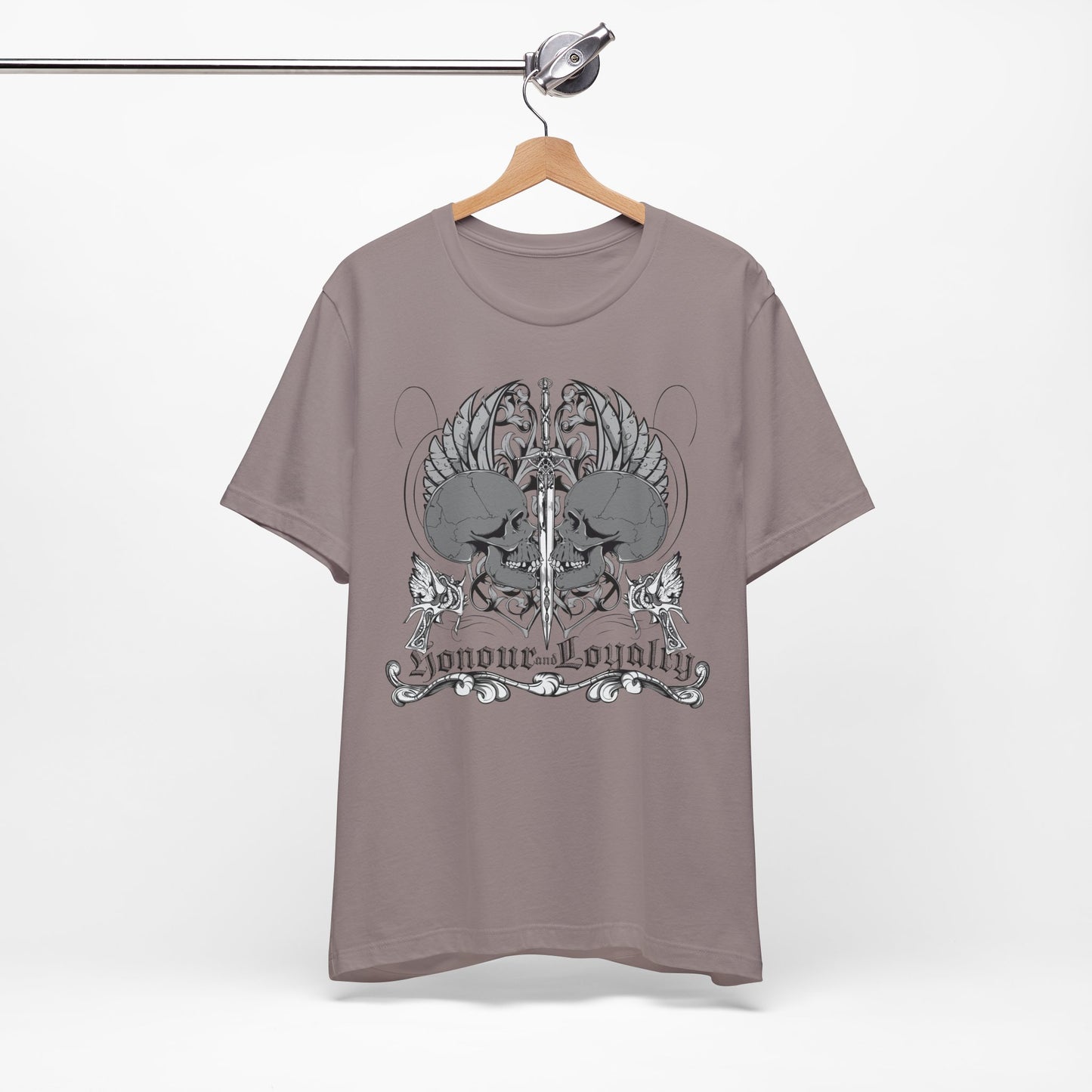 Honor Loyalty crest tee Gothic heraldry skulls wings emblem Art-48