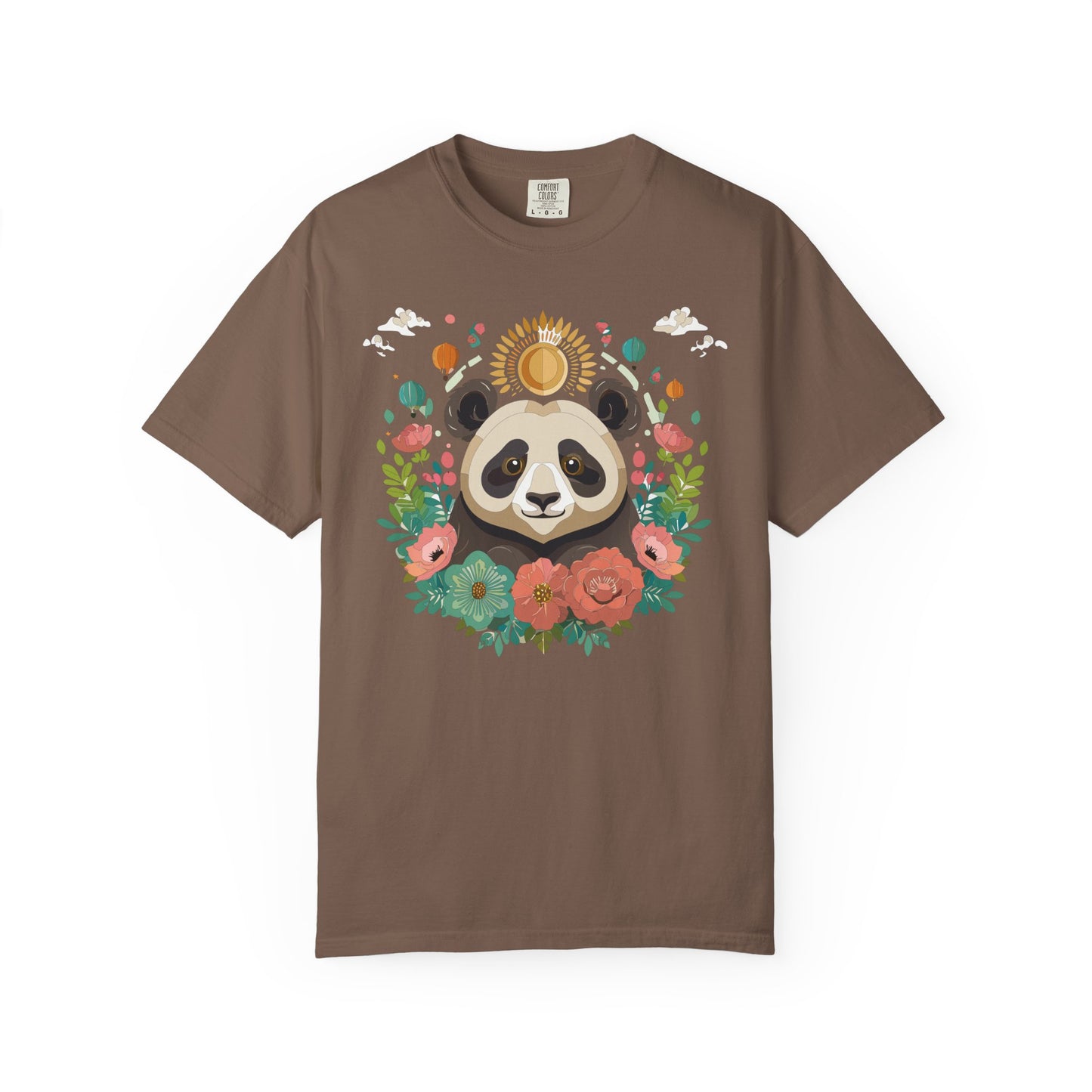 Panda Portrait T-Shirt Unisex Cotton Floral Chinese Graphic Circle Animal Art Tee p4