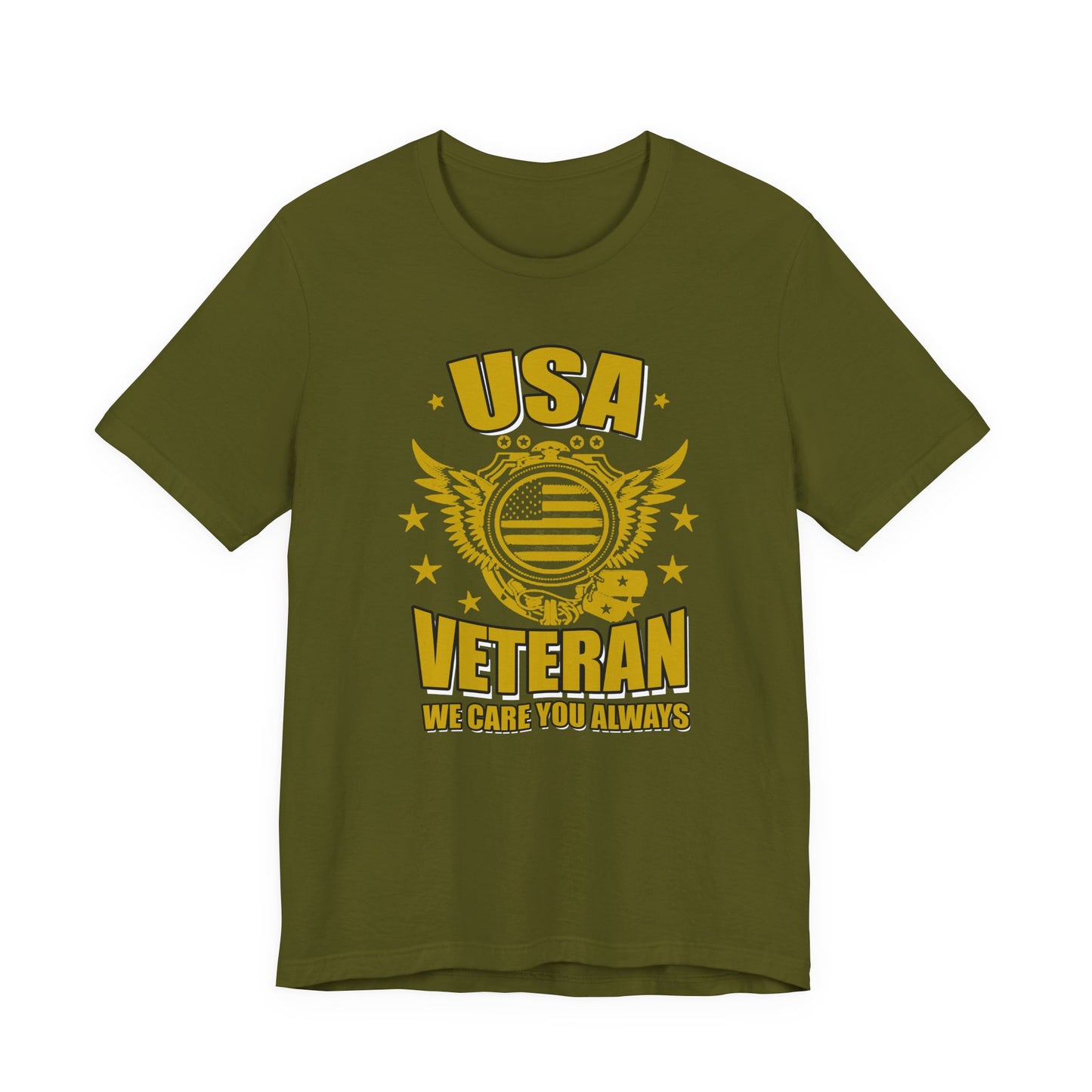 USA Veteran T-Shirt Military Emblem Winged Badge Stars Unisex Cotton v59