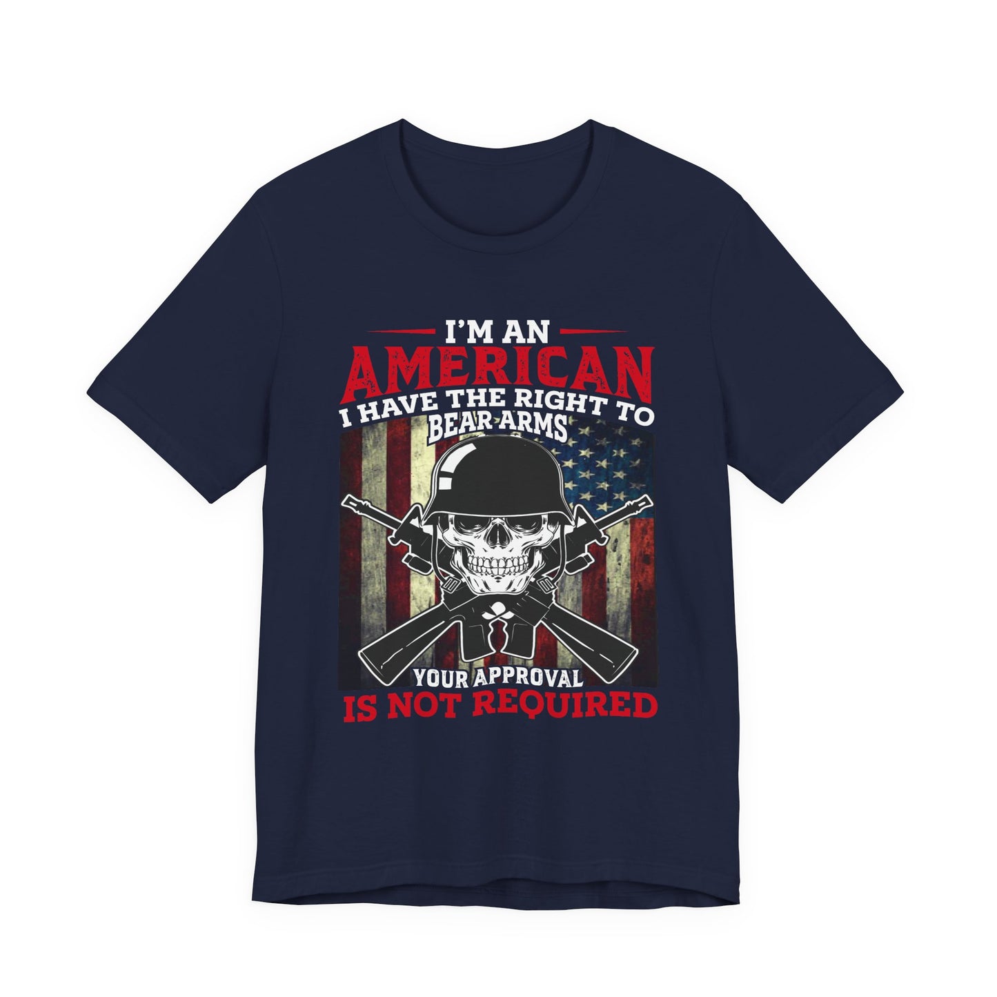 American Skull with Guns T-Shirt 2nd Amendment Flag Unisex Cotton Tee v29