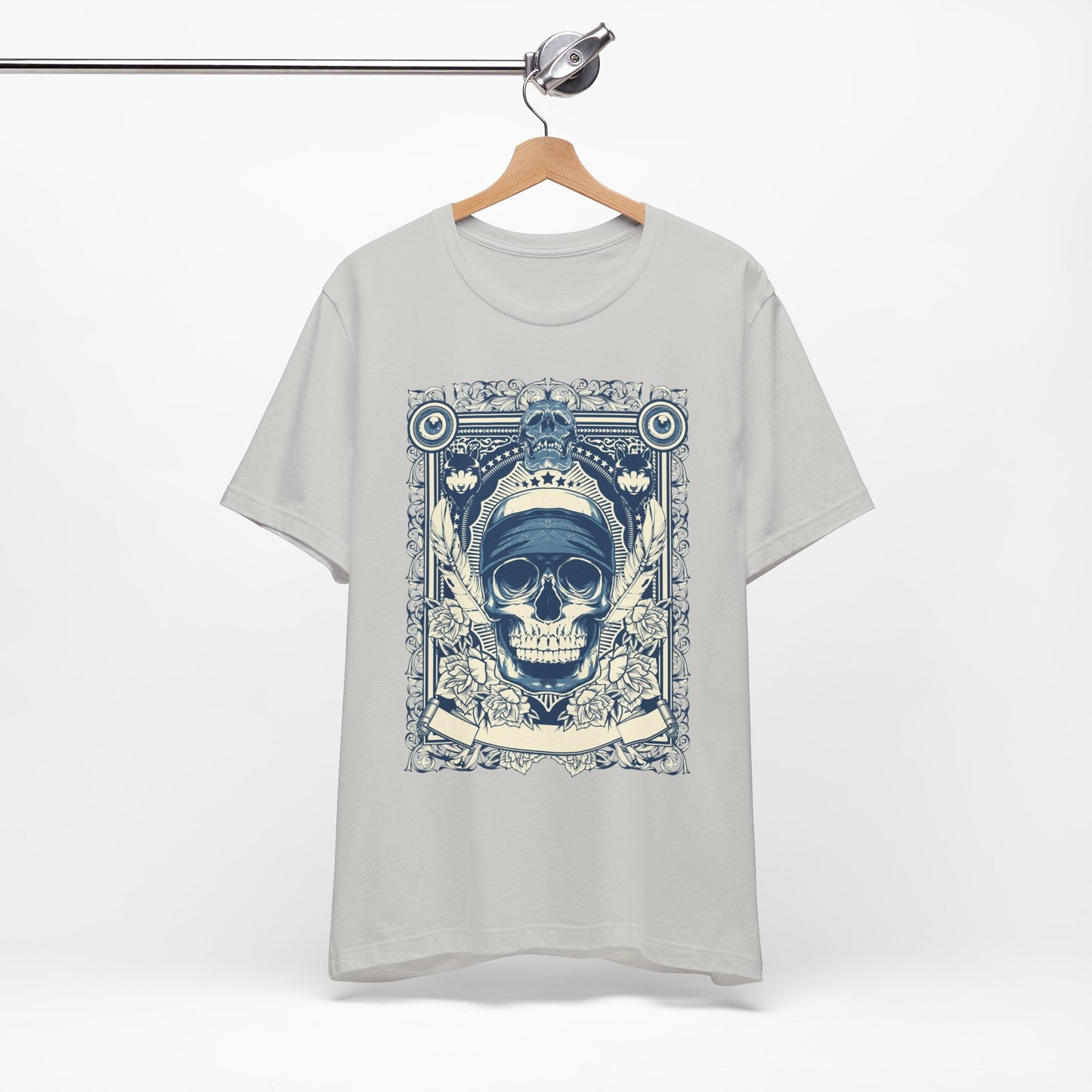 Skull Crown Graphic Tee Vintage Ornate Skull Illustration Rock Band T-Shirt