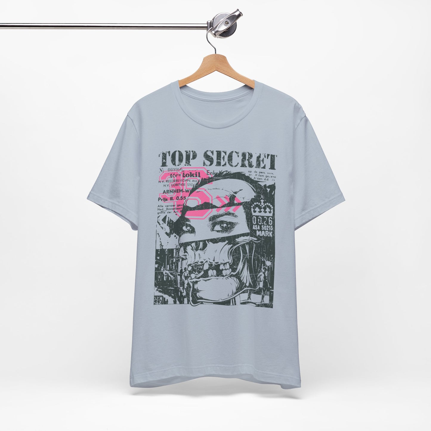 Top Secret Skull Face Tee Grunge Graphic T-Shirt Retro Collage A-6