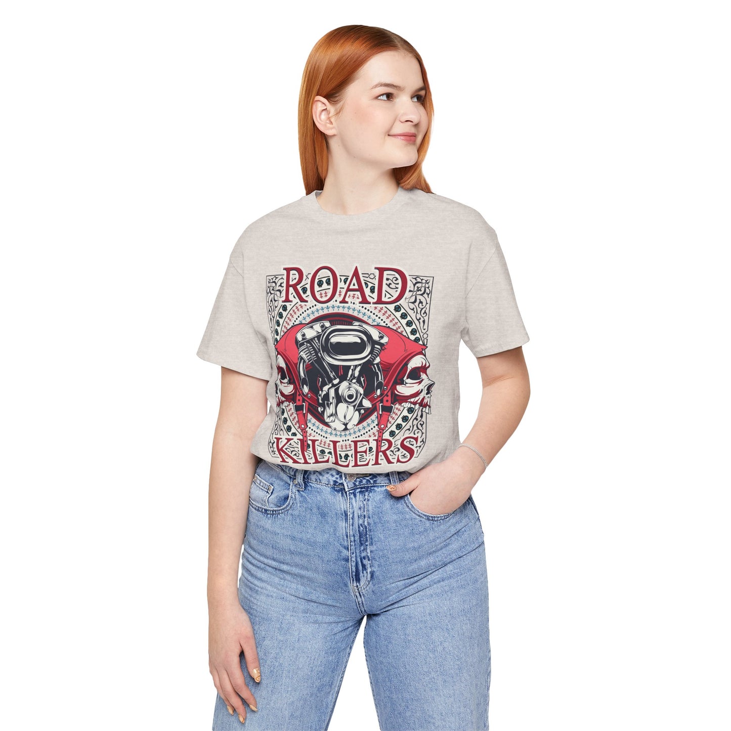 Dark Road Motorcycle Helmet Skull Tee Biker graphic t-shirt G-1