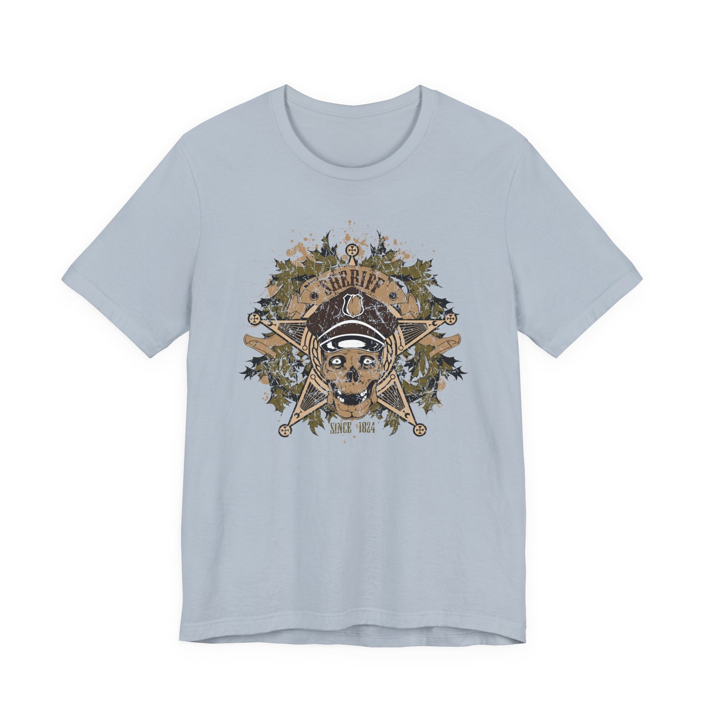 Skull Floral Emblem Graphic Unisex Cotton Tee Art-45