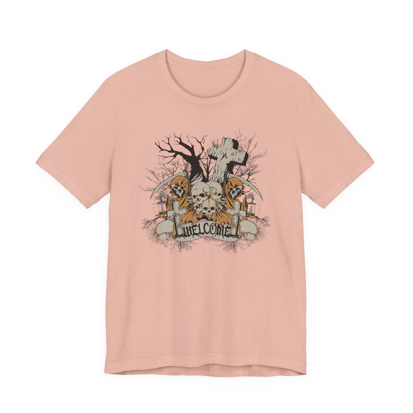 Skull Halloween Graphic Design Unisex Cotton T-Shirt Art-50