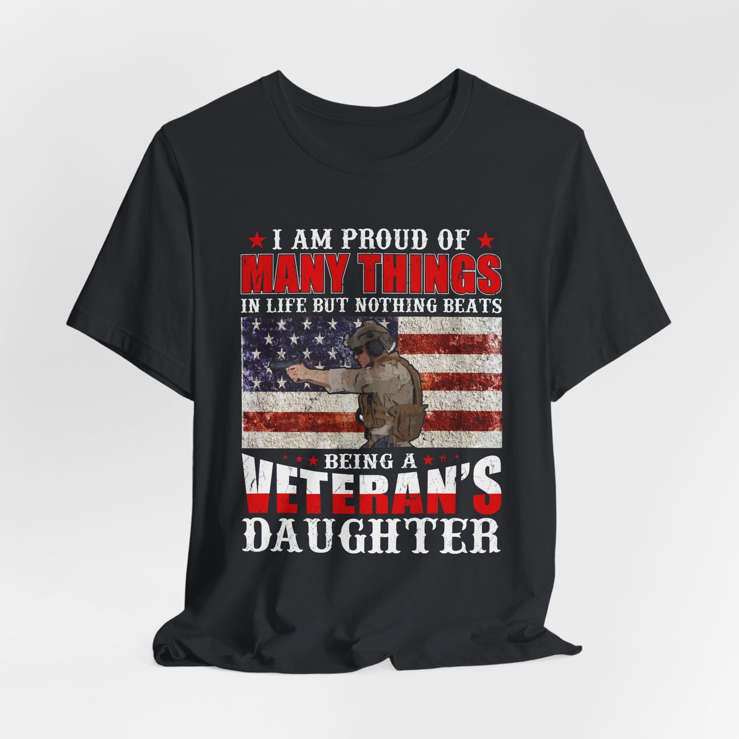 Veteran's Daughter T-Shirt American Flag Military Proud  Unisex Cotton Tee v28