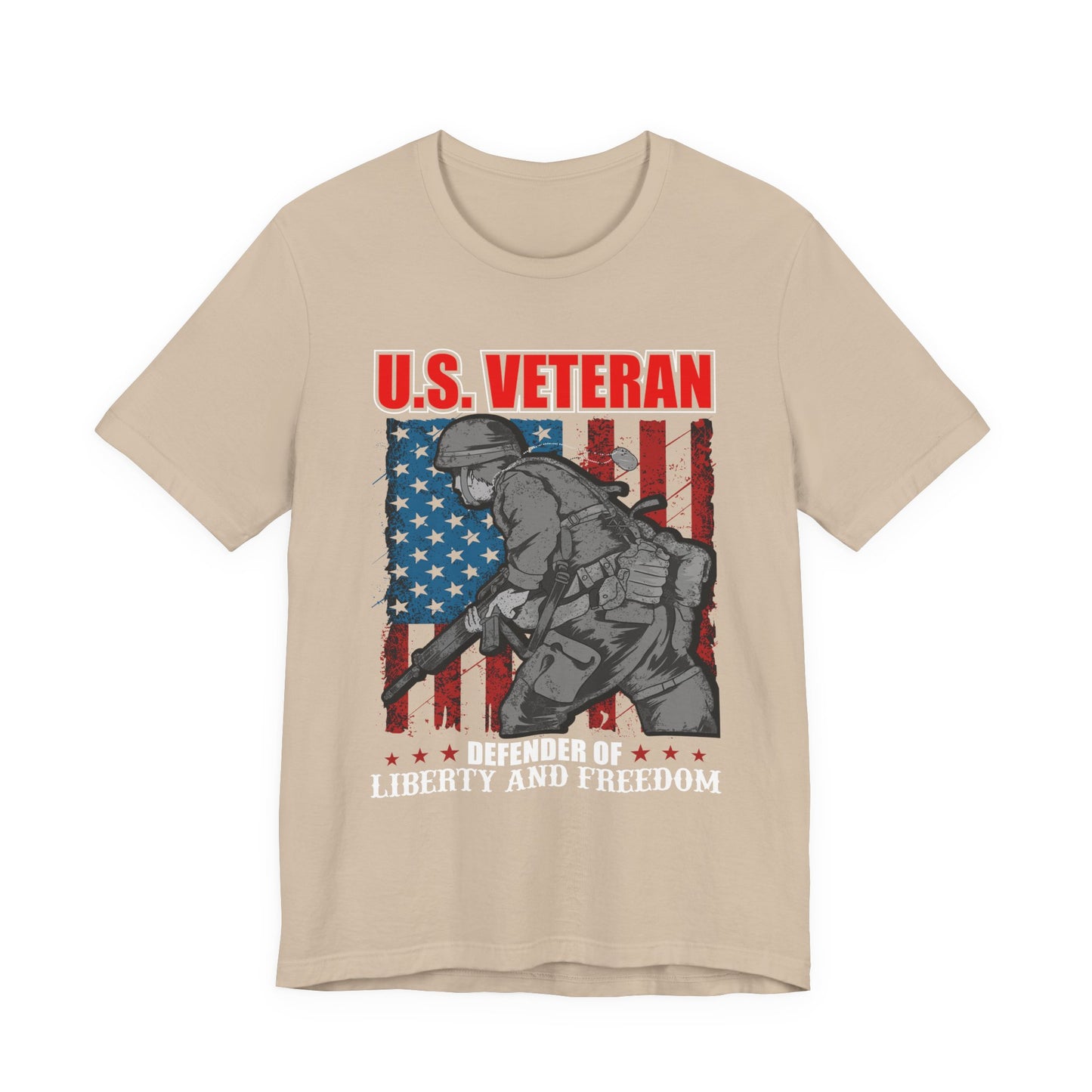 U.S. Veteran Soldier Illustration Tee Defender of Liberty and Freedom Unisex Cotton v31