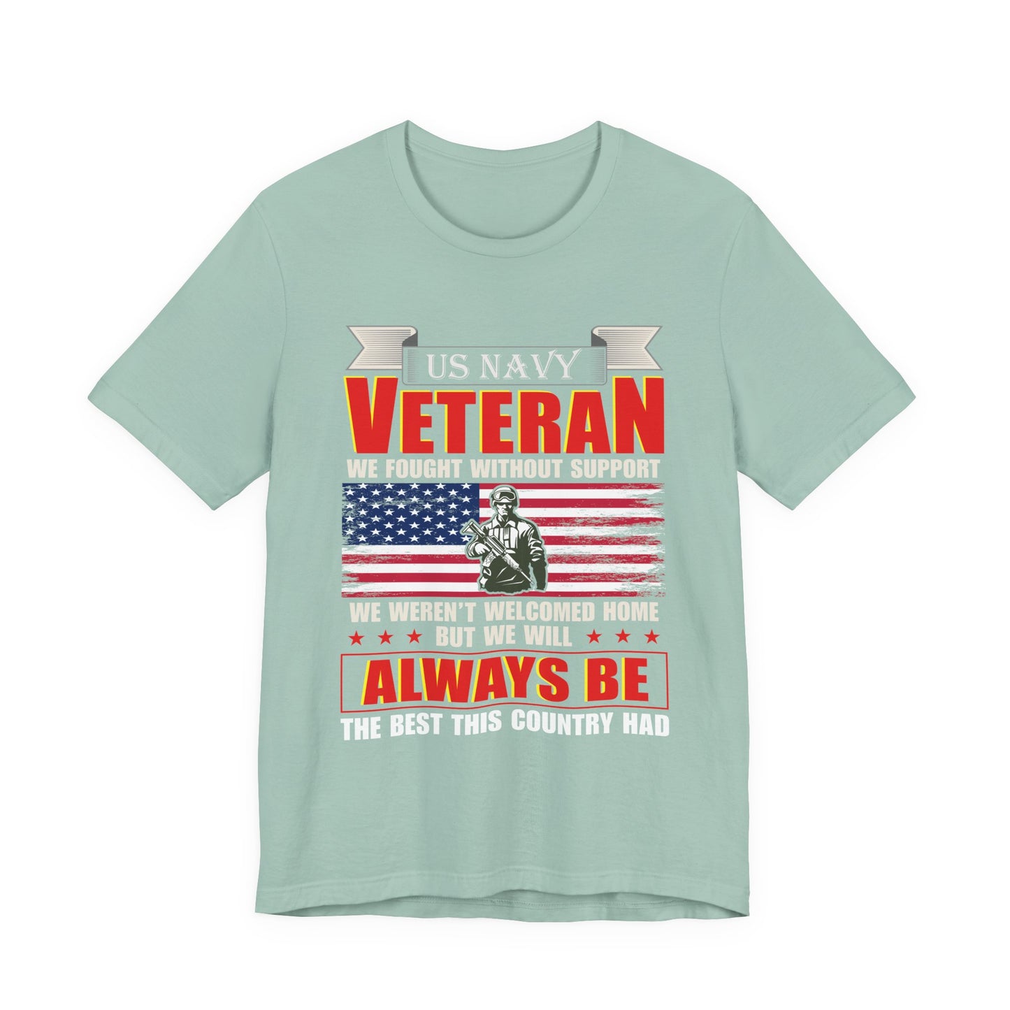 US Navy Veteran T-Shirt American Flag Soldier Graphic Patriotic Military Unisex Cotton v42
