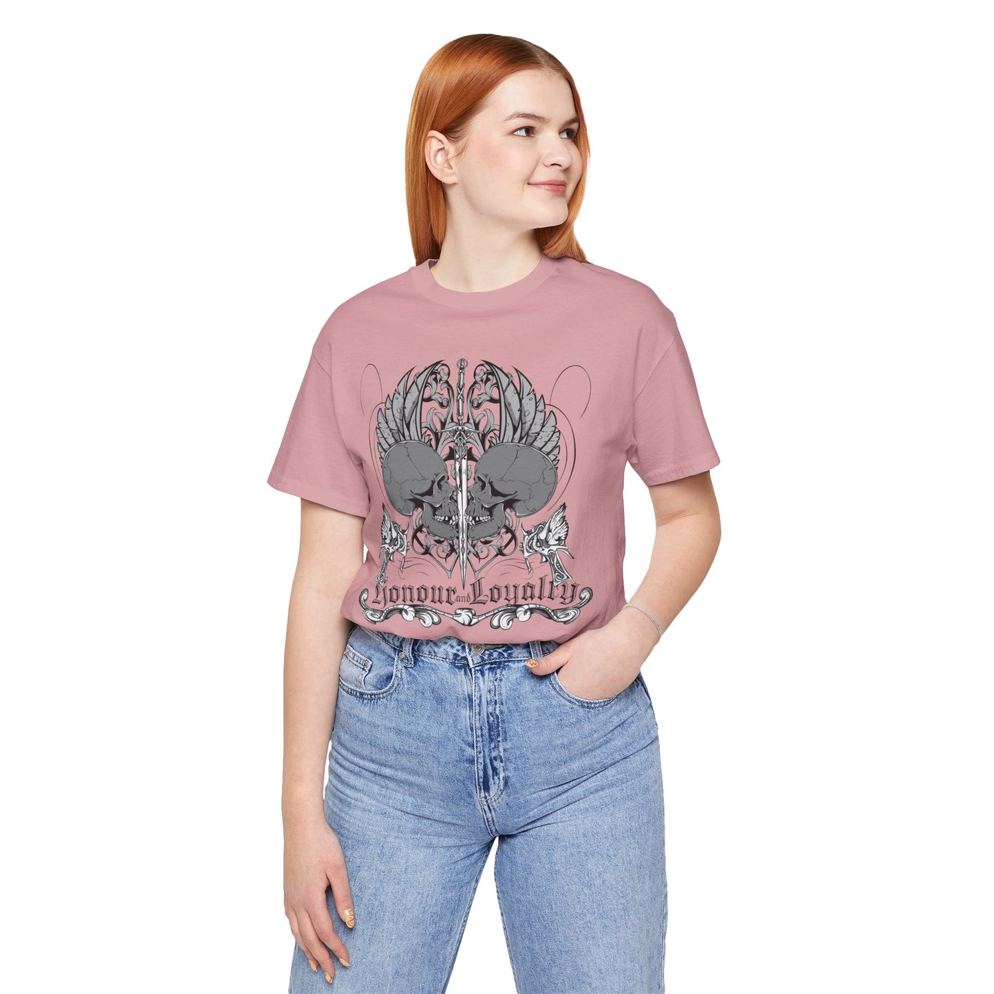 Honor Loyalty crest tee Gothic heraldry skulls wings emblem Art-48