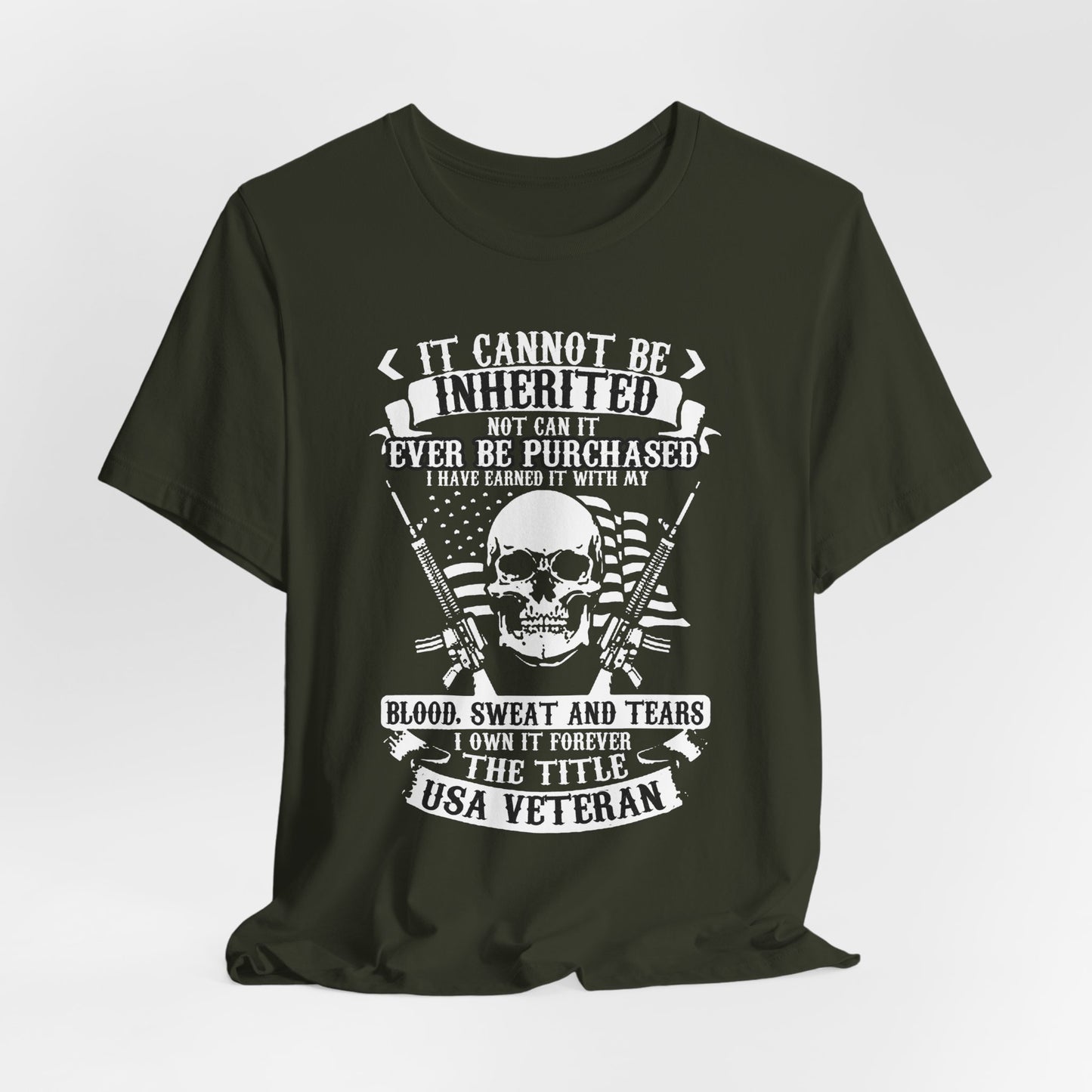 USA Veteran skull flag crossed rifles T-Shirt Military pride Unisex Cotton tee v54