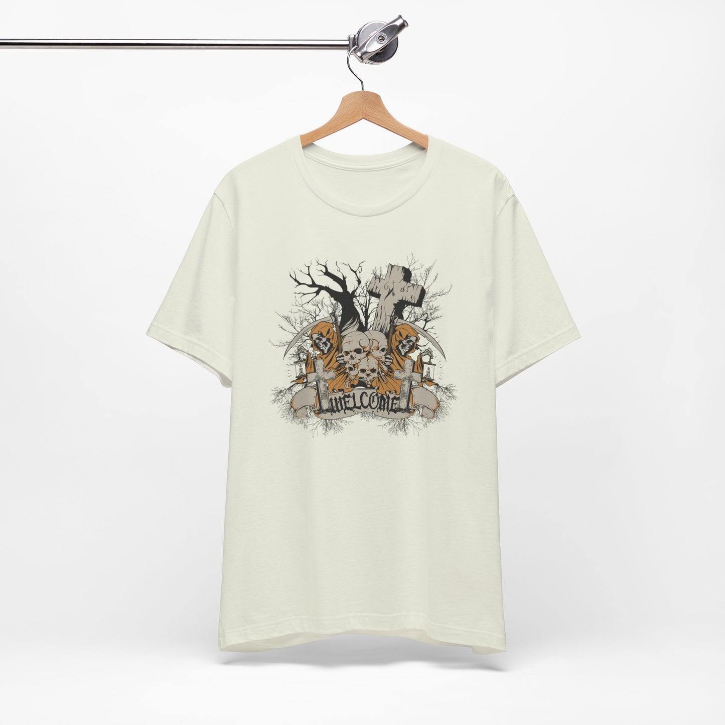 Skull Halloween Graphic Design Unisex Cotton T-Shirt Art-50