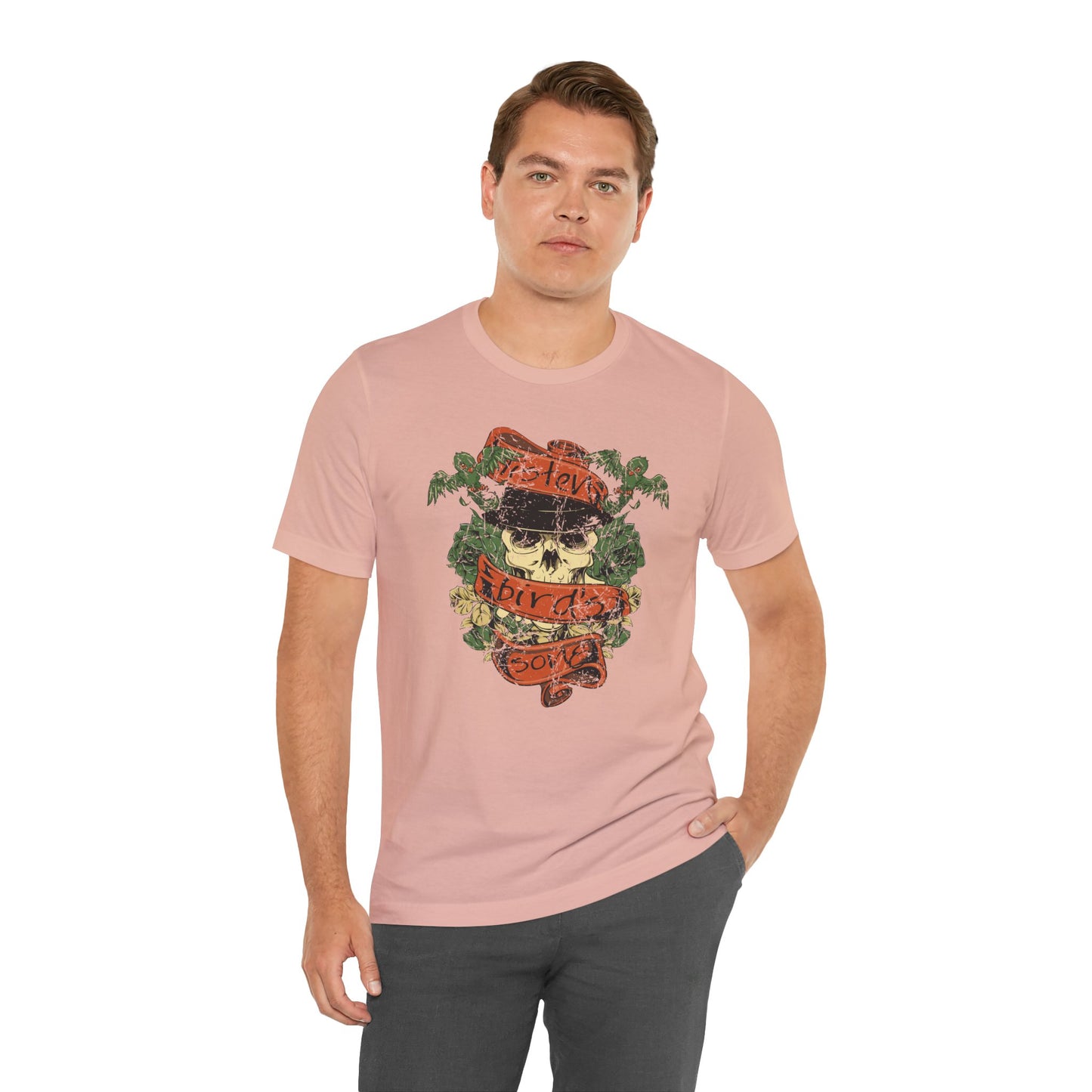 Skull Floral Tattoo Style Graphic Design Unisex Cotton T-Shirt Art-38