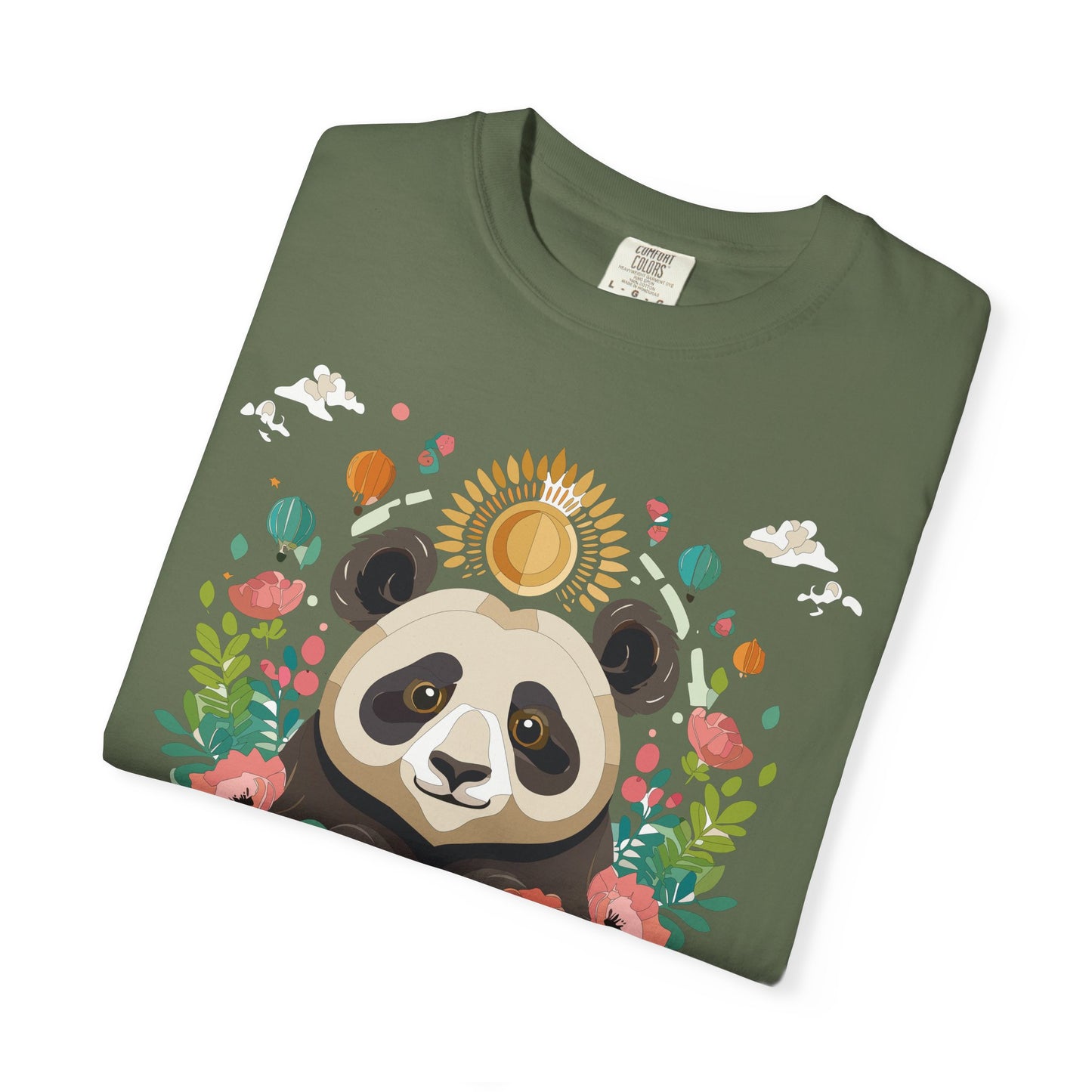 Panda Portrait T-Shirt Unisex Cotton Floral Chinese Graphic Circle Animal Art Tee p4