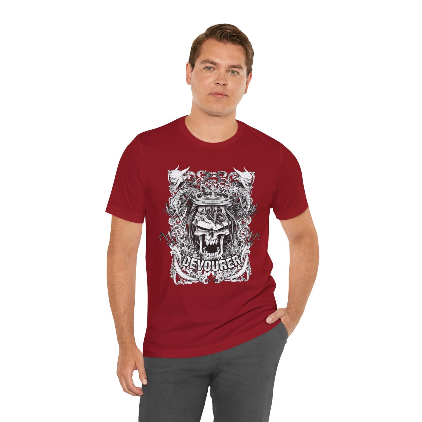 Gothic Skull Illustration Graphic Unisex Cotton T-Shirt r13