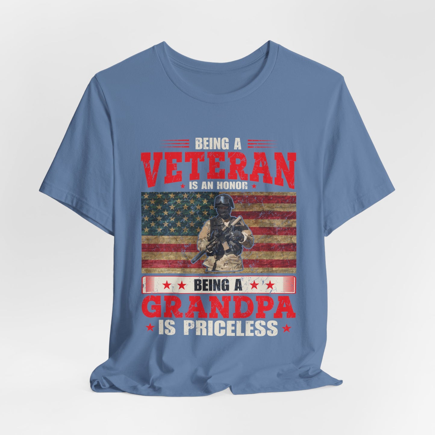 Veteran Grandpa T-Shirt American Flag Soldier Grandpa Unisex Cotton Tee v34