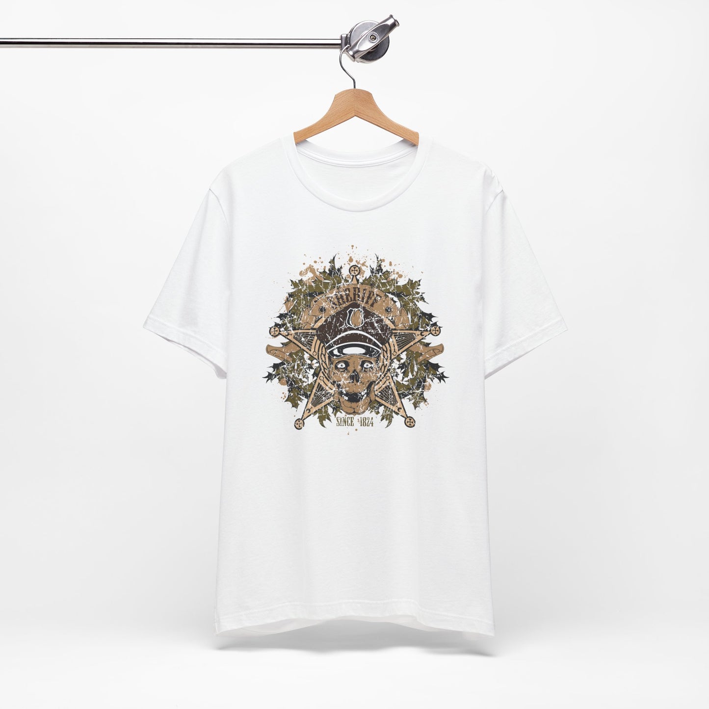 Skull Floral Emblem Graphic Unisex Cotton Tee Art-45