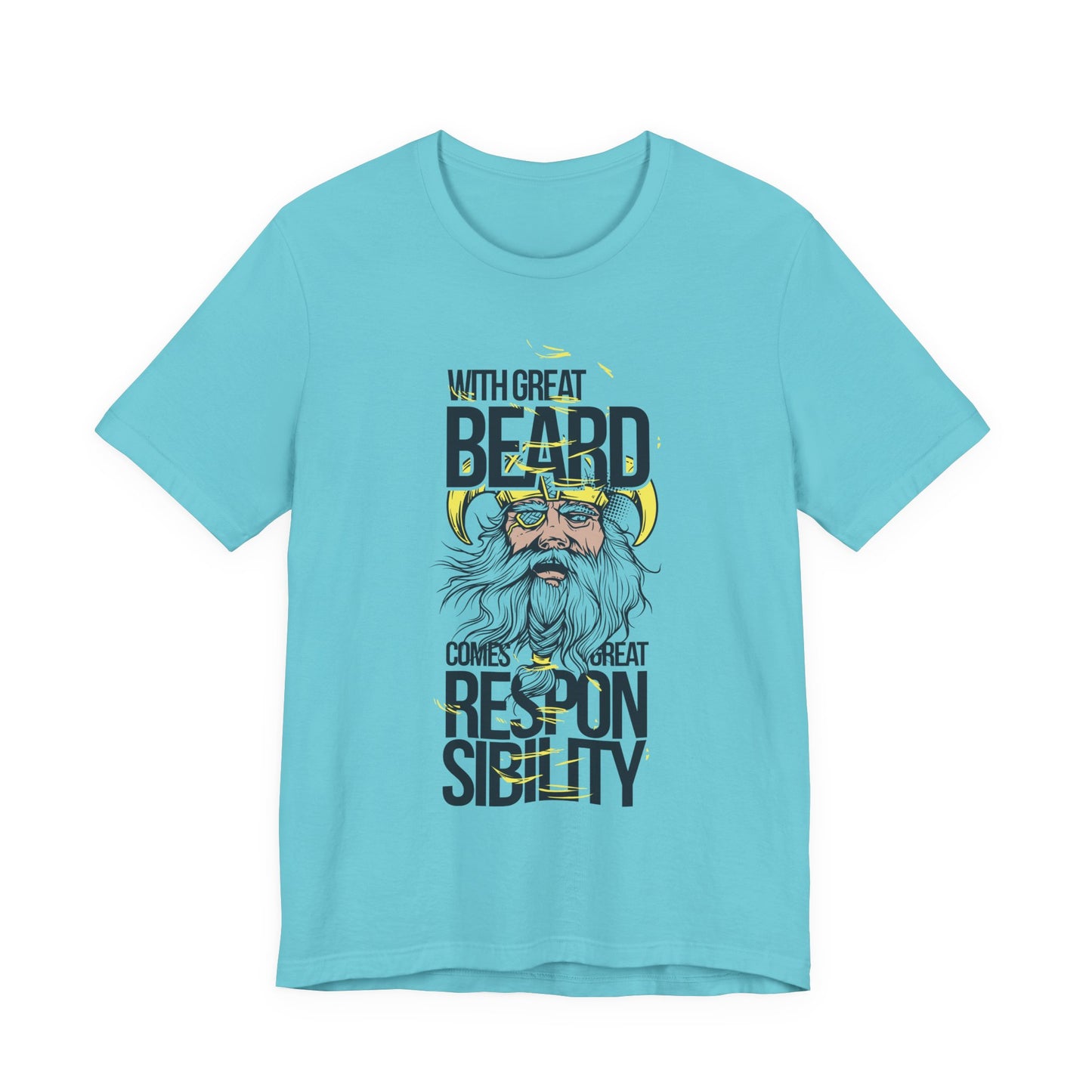 With Great Beard Comes Great Responsibility Tee Viking Beard Graphic Shirt A-2
