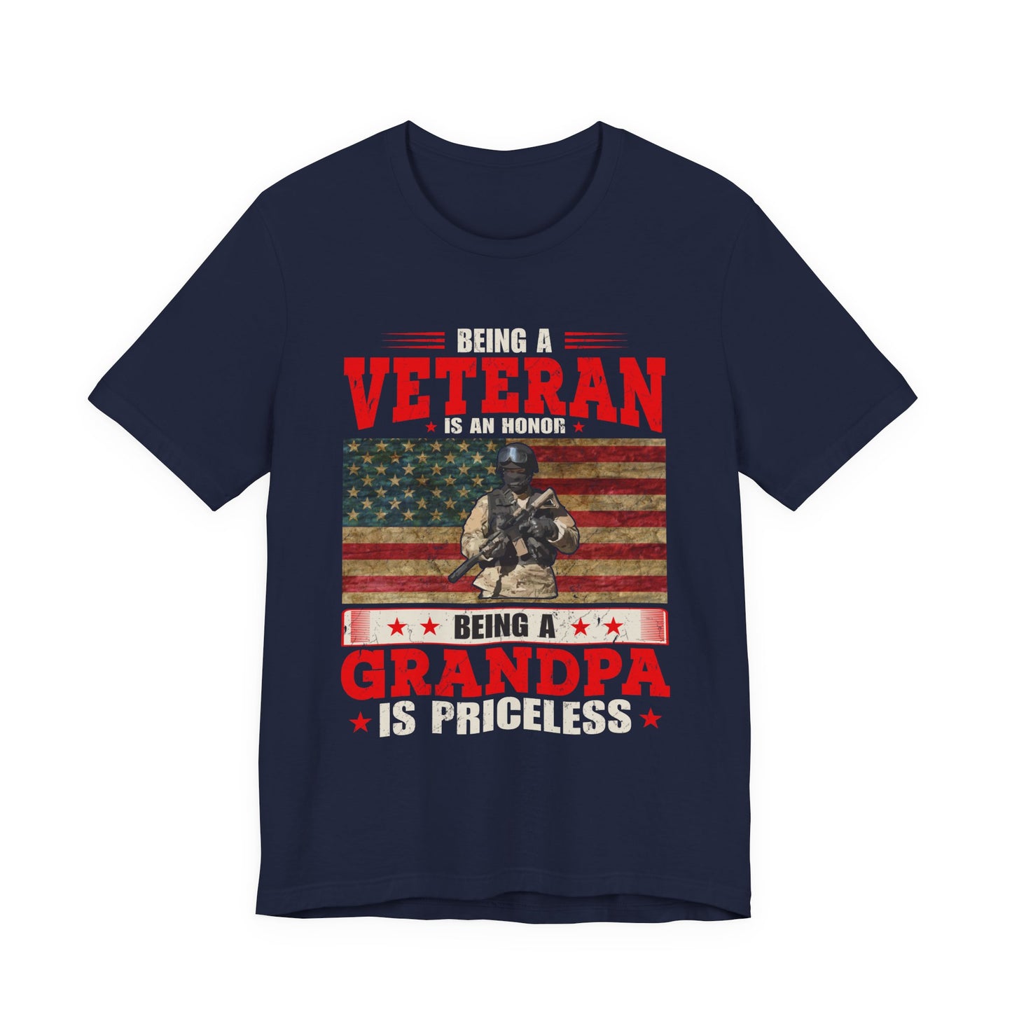 Veteran Grandpa T-Shirt American Flag Soldier Grandpa Unisex Cotton Tee v34