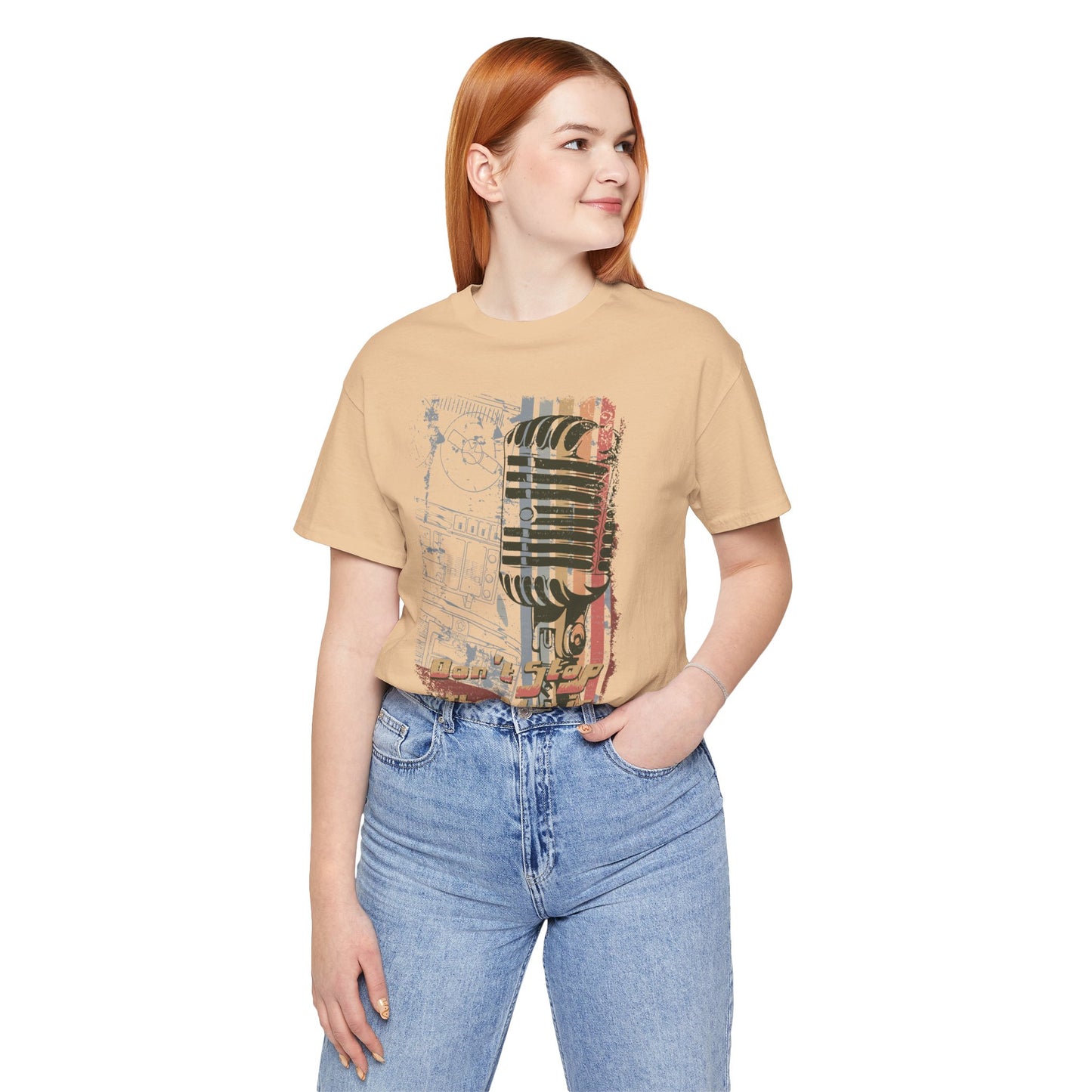 Retro Microphone Graphic Unisex Cotton T-Shirt r9