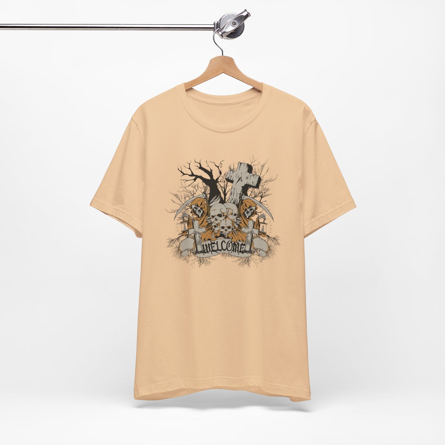 Skull Halloween Graphic Design Unisex Cotton T-Shirt Art-50