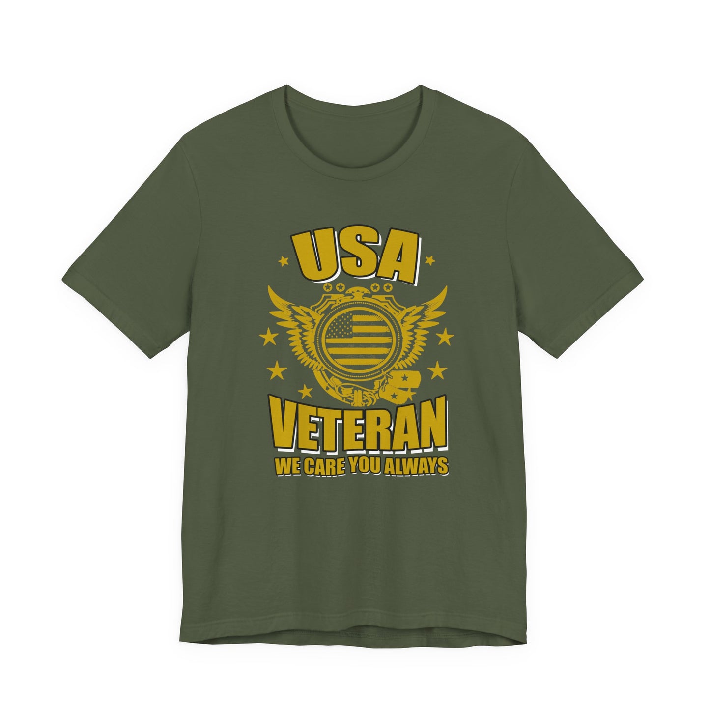 USA Veteran T-Shirt Military Emblem Winged Badge Stars Unisex Cotton v59