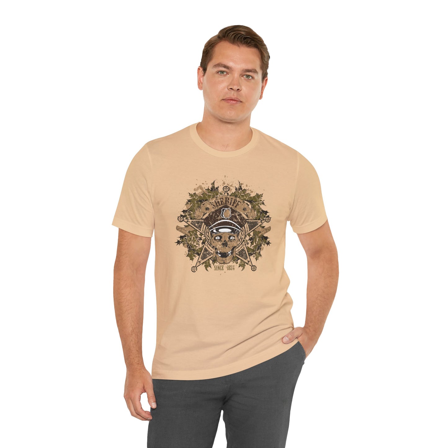 Skull Floral Emblem Graphic Unisex Cotton Tee Art-45