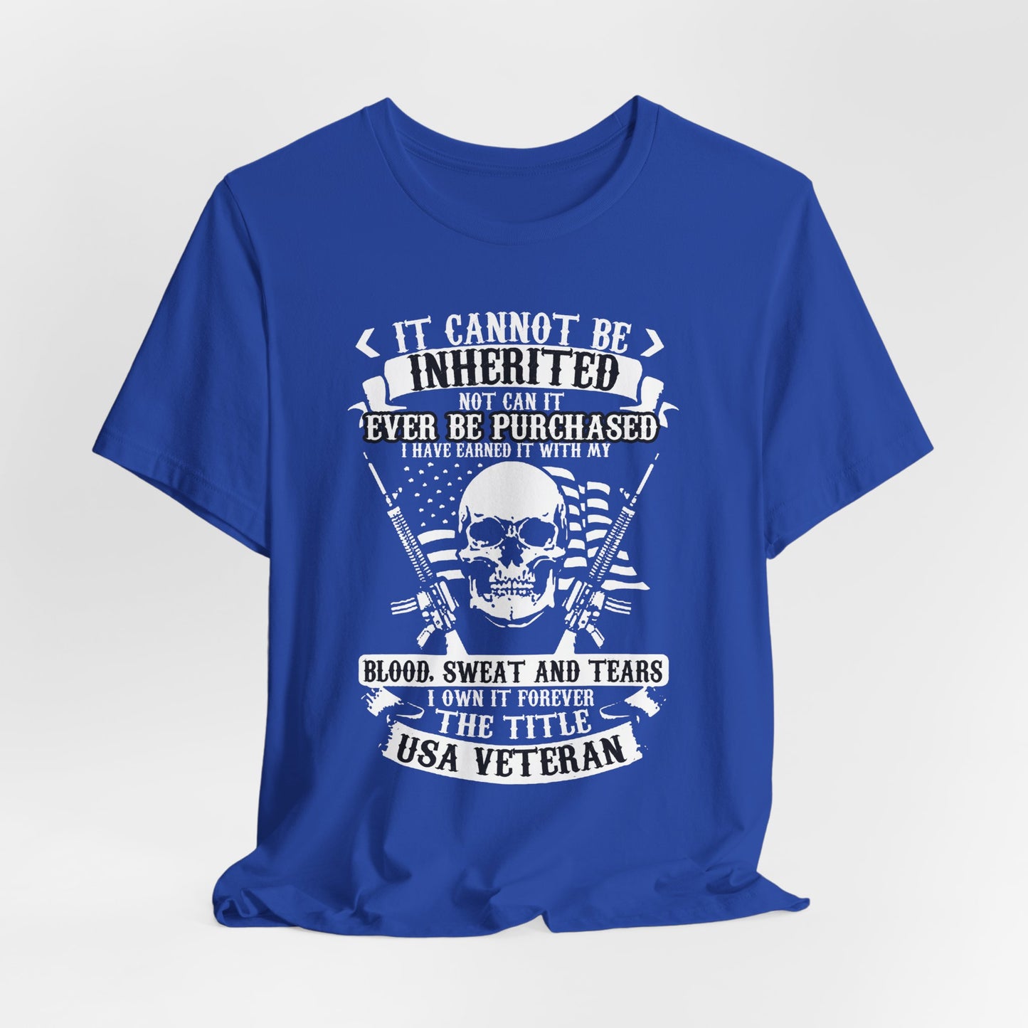 USA Veteran skull flag crossed rifles T-Shirt Military pride Unisex Cotton tee v54