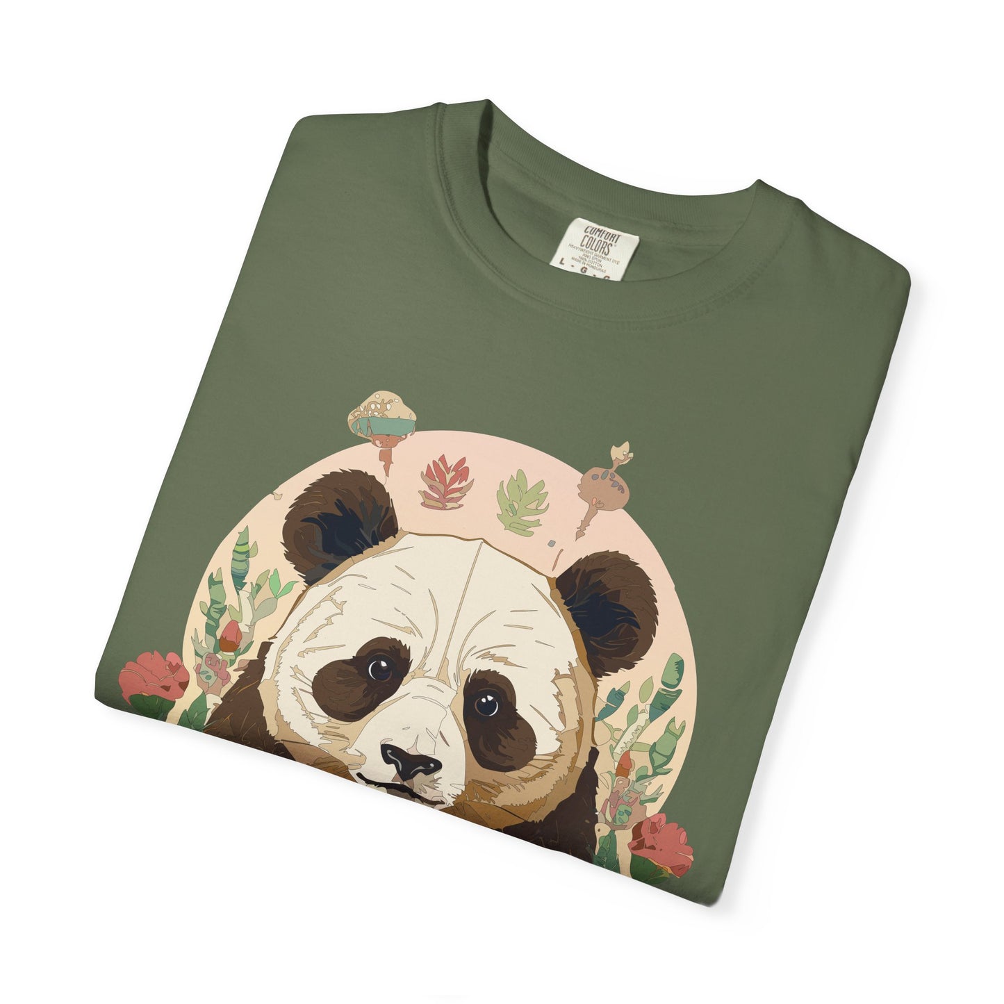Panda Portrait T-Shirt Unisex Cotton Floral Chinese Graphic Circle Animal Art Tee p2
