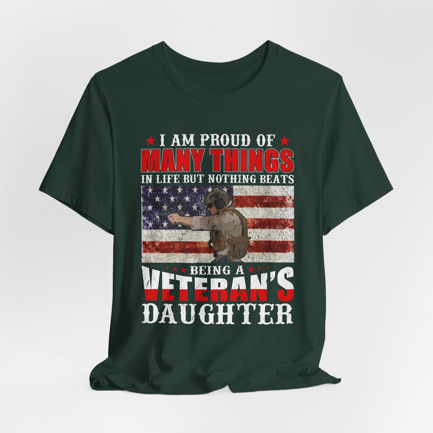 Veteran's Daughter T-Shirt American Flag Military Proud  Unisex Cotton Tee v28