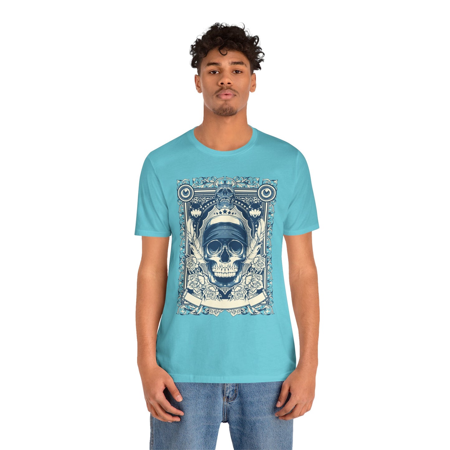 Skull Crown Graphic Tee Vintage Ornate Skull Illustration Rock Band T-Shirt