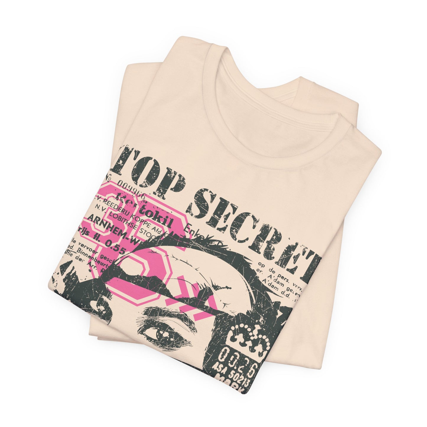 Top Secret Skull Face Tee Grunge Graphic T-Shirt Retro Collage A-6