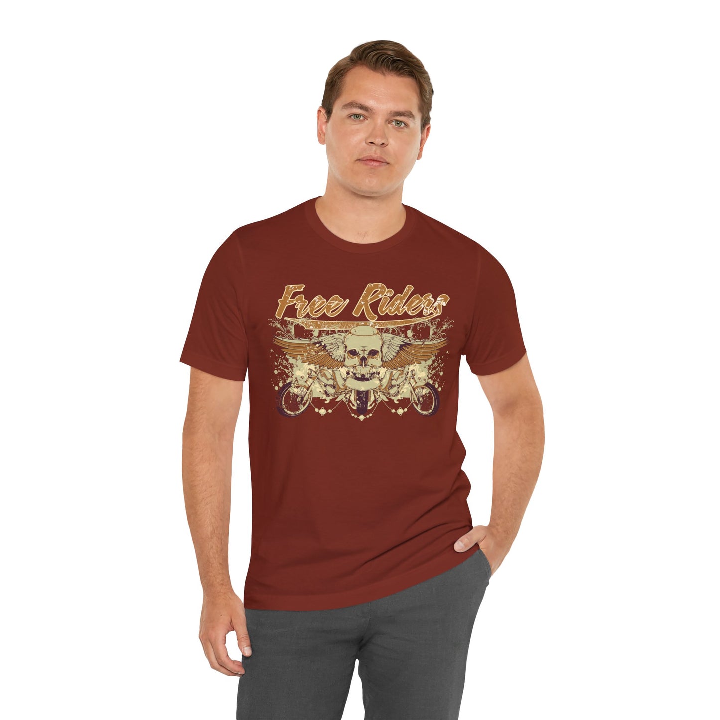 Free Riders Skull Motorcycle Tee Biker Graphic Art Design T-Shirt A-1