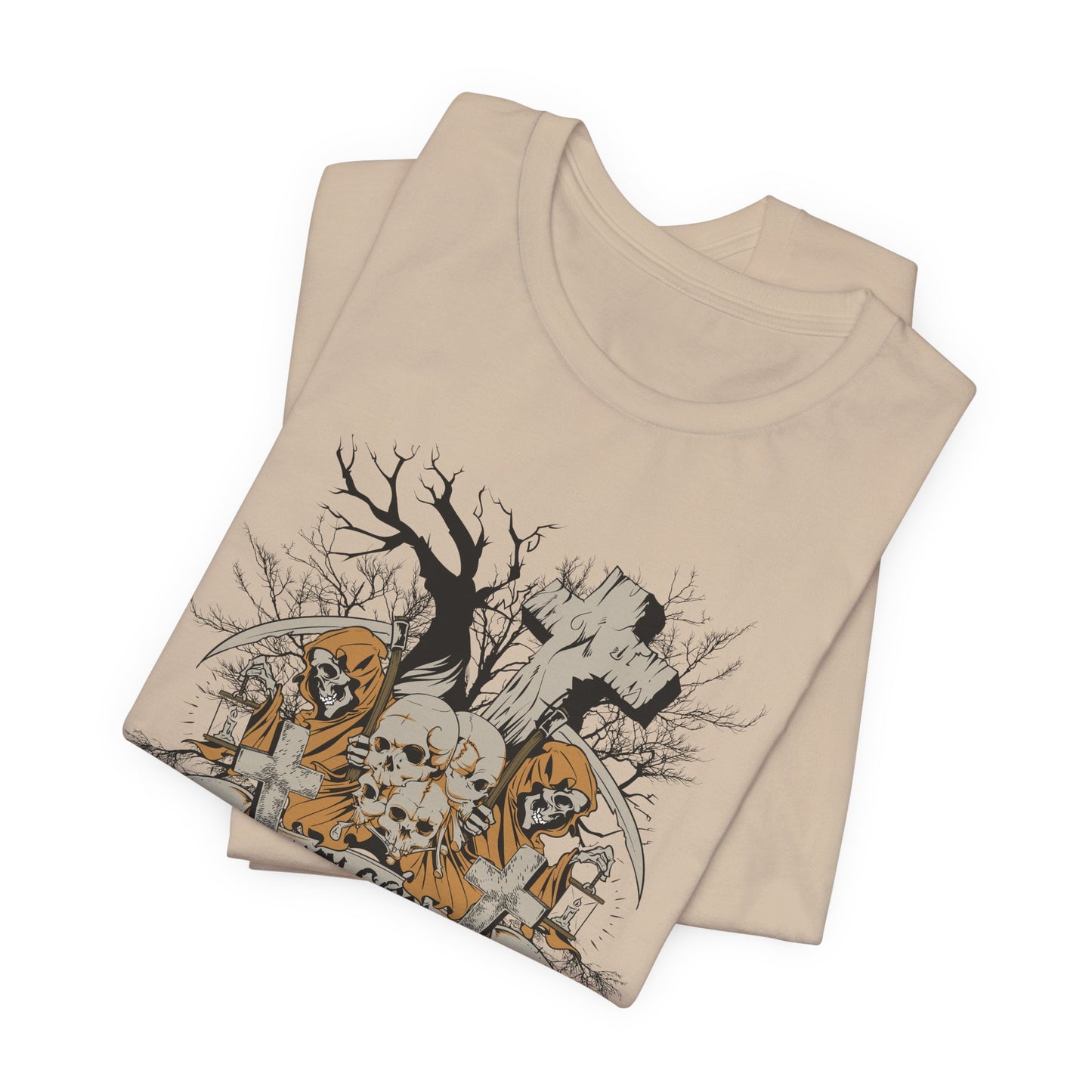 Skull Halloween Graphic Design Unisex Cotton T-Shirt Art-50