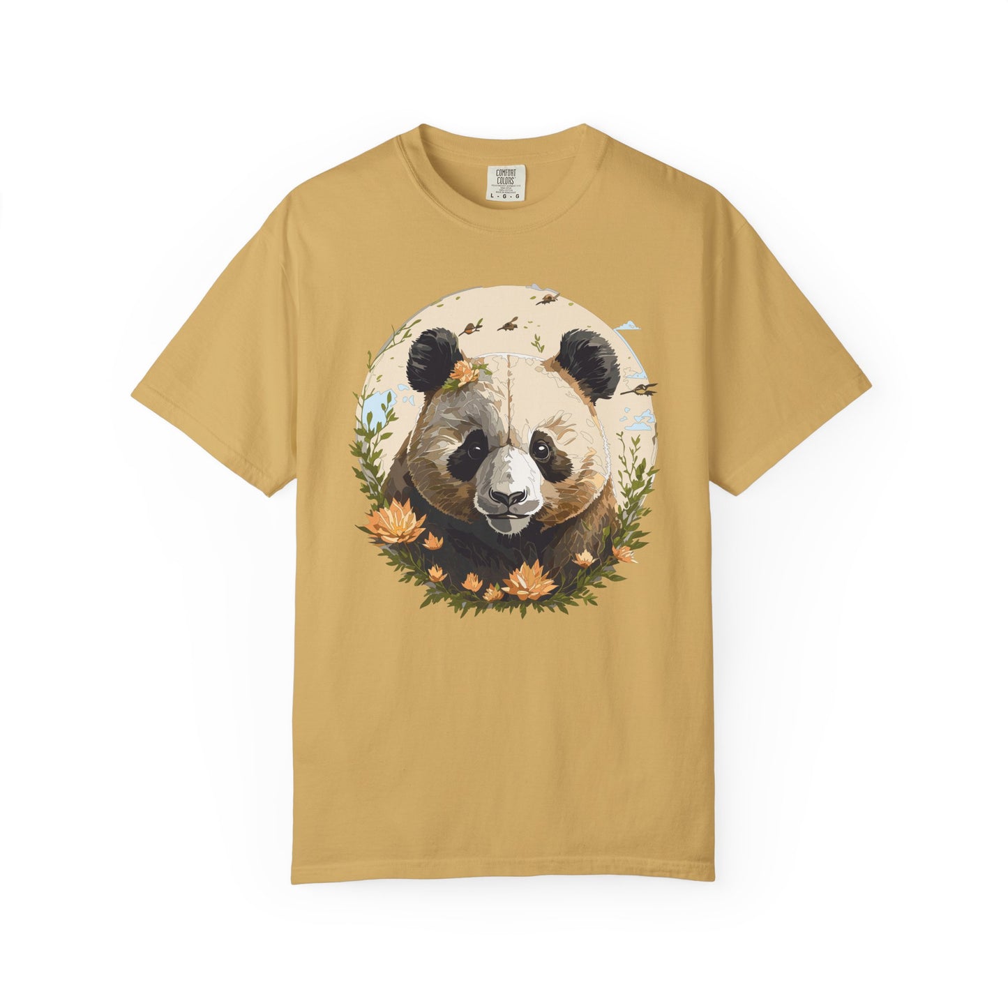Panda Portrait T-Shirt Unisex Cotton Floral Meadow Circle Animal Art Tee p9