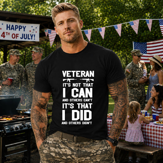 Veteran I Did Not Can Statement T-Shirt Military Rifle Silhouette Patriotic Unisex Cotton v61