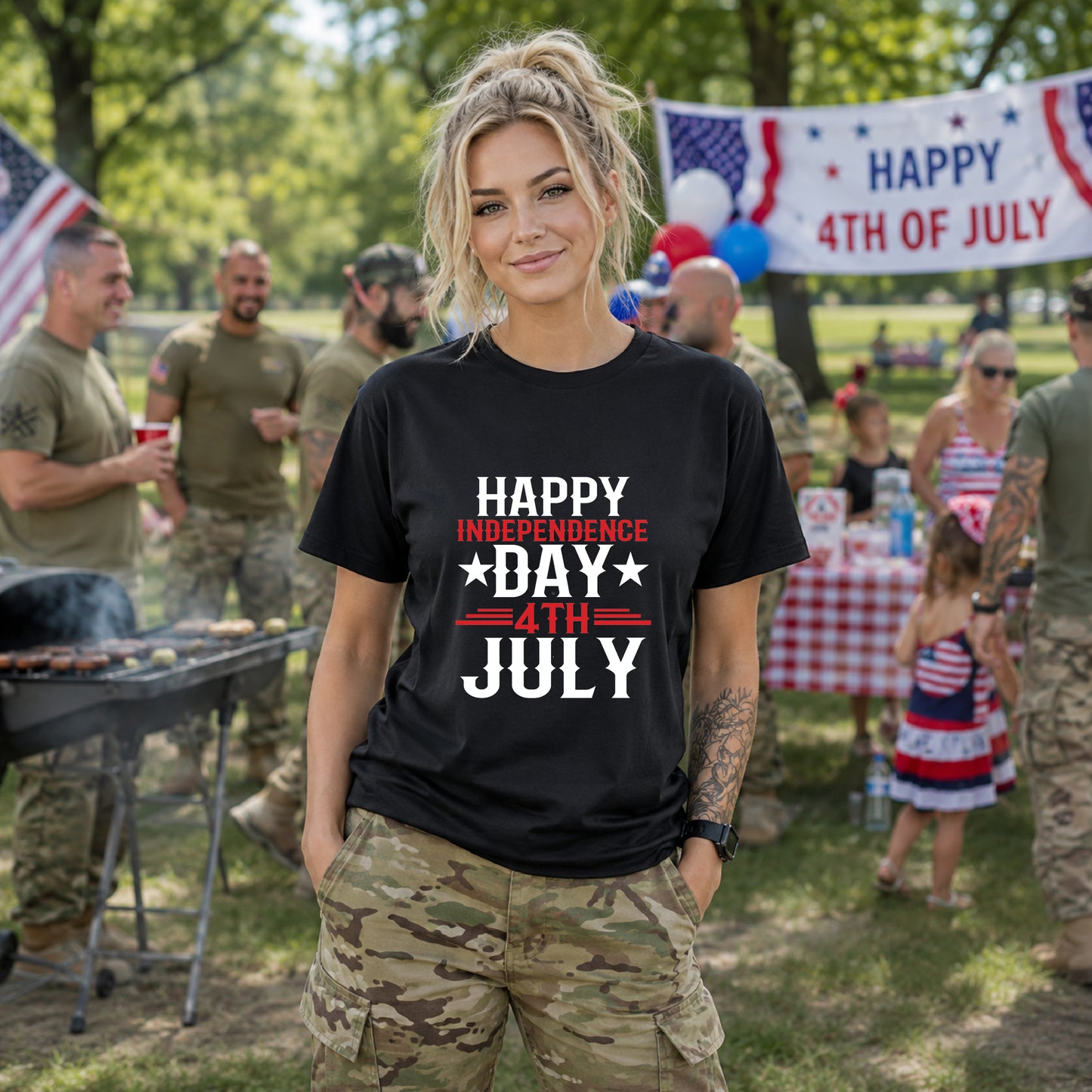 Happy Independence Day Graphic Unisex Cotton T-Shirt 016