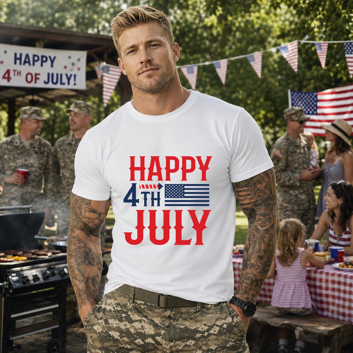 American Flag Graphic Unisex Cotton T-Shirt 011