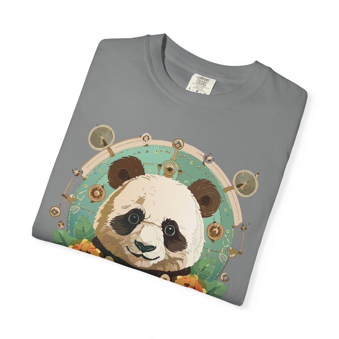 Panda Portrait T-Shirt Unisex Cotton Floral Chinese Graphic Circle Animal Art Tee p3