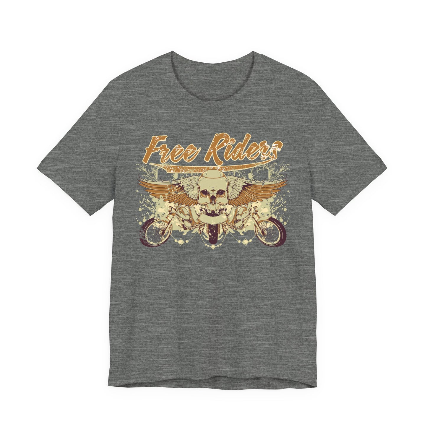 Free Riders Skull Motorcycle Tee Biker Graphic Art Design T-Shirt A-1