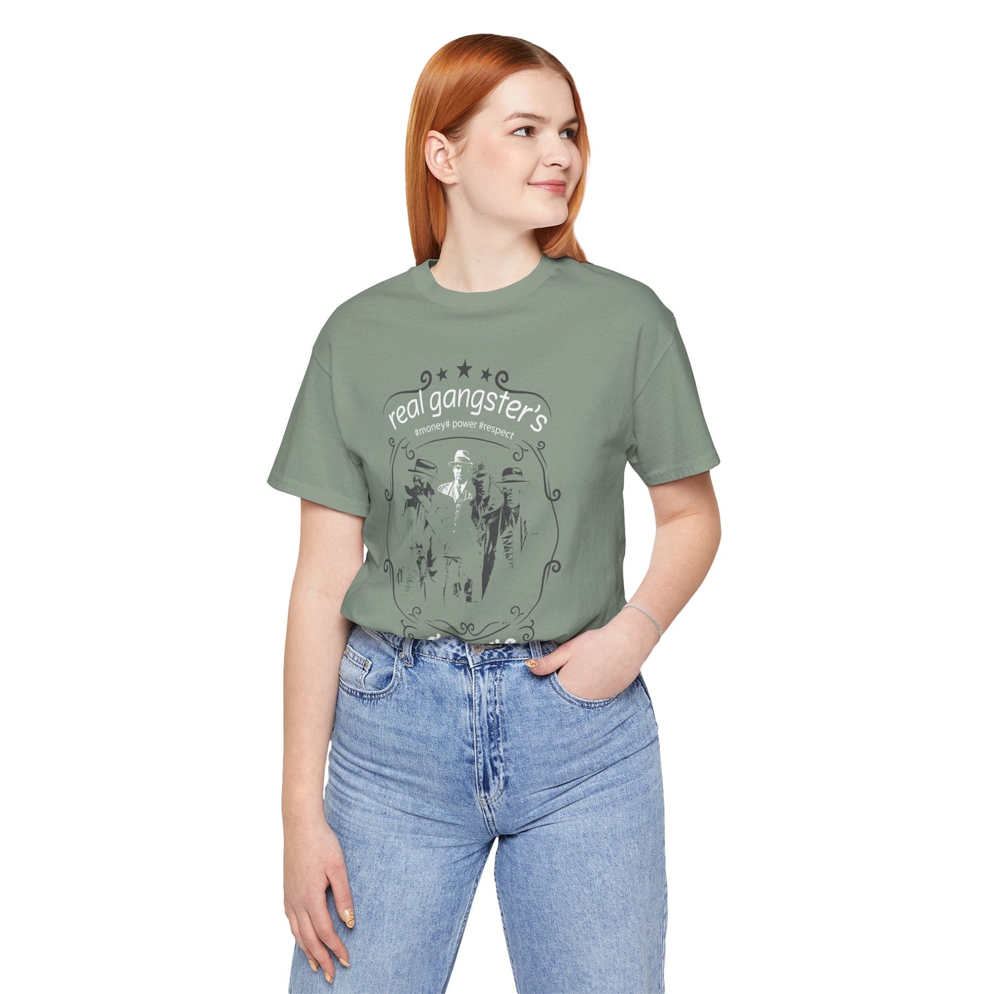 Real Gangsters Don't Die T-Shirt Vintage Outlaw Illustration Retro Biker Tee A-3