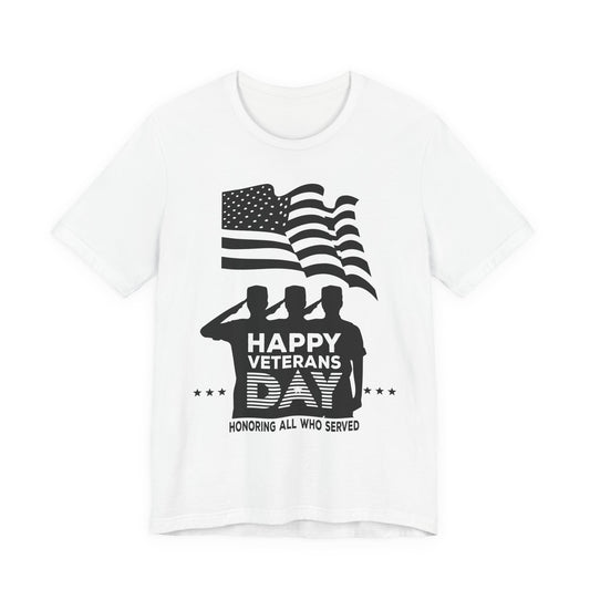 Happy Veterans Day saluting soldiers T-Shirt Patriotic American flag Unisex Cotton v51