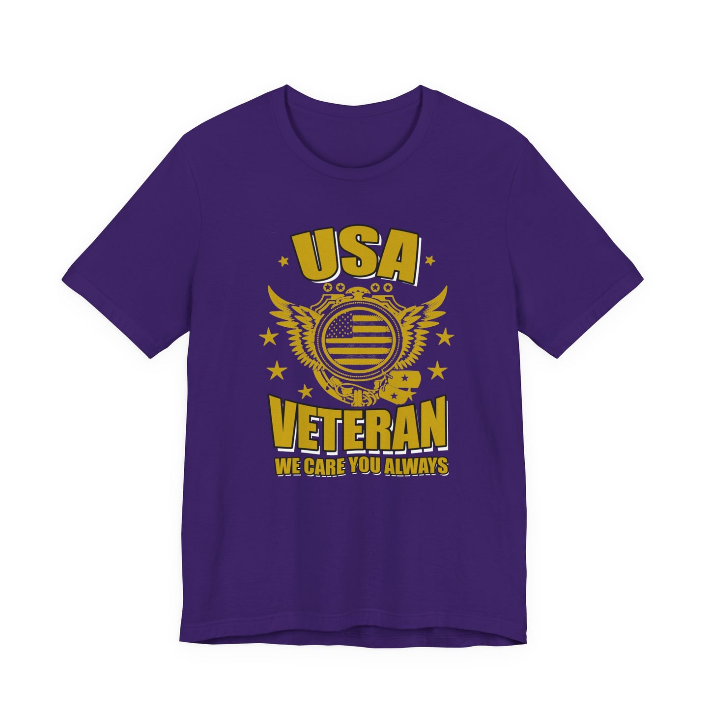 USA Veteran T-Shirt Military Emblem Winged Badge Stars Unisex Cotton v59