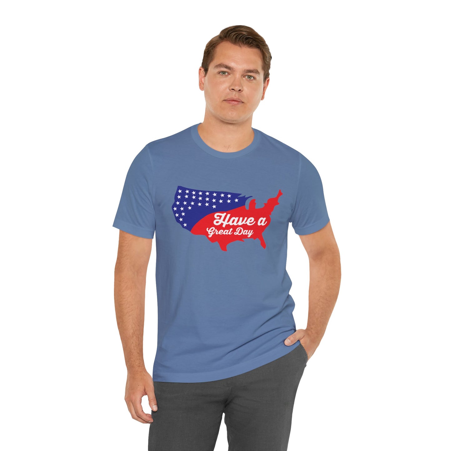 USA Map Patriotic Graphic Unisex Cotton T-Shirt 021