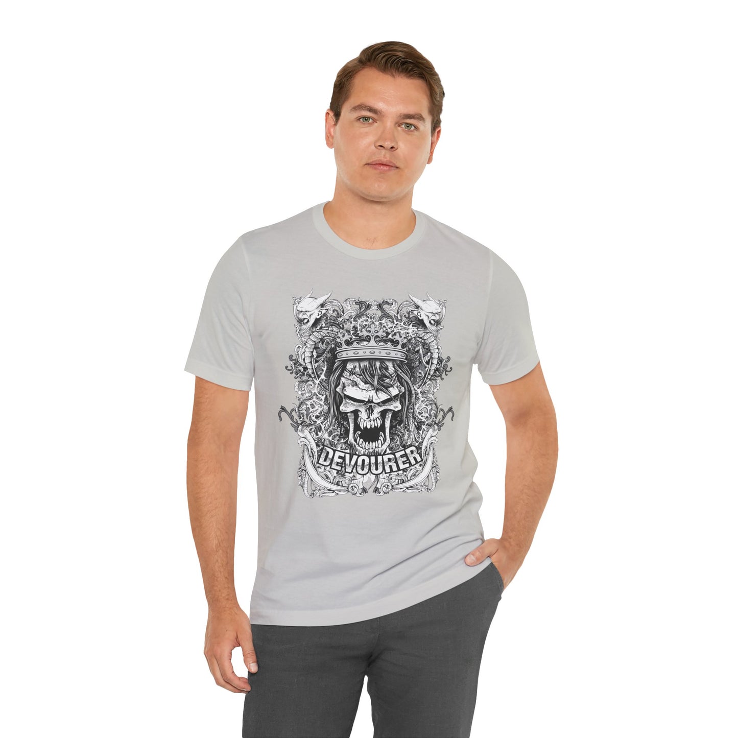 Gothic Skull Illustration Graphic Unisex Cotton T-Shirt r13