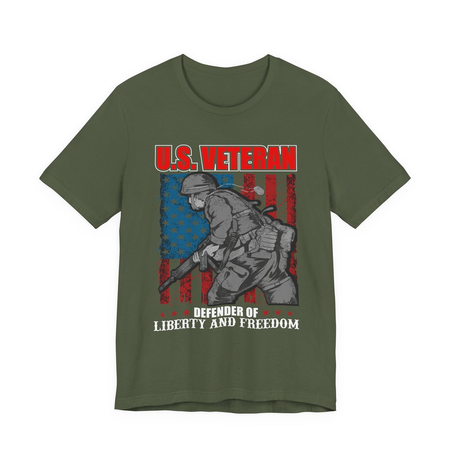 U.S. Veteran Soldier Illustration Tee Defender of Liberty and Freedom Unisex Cotton v31